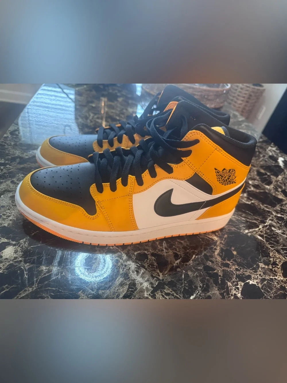 Jordan Men’s High-Top Sneakers in Black, Yellow and White
